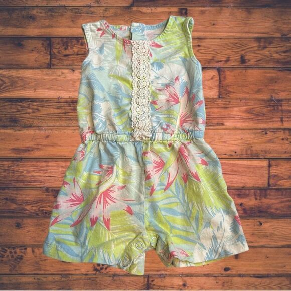 5 for $25🔥9M Carter's Multi-Color Floral Lace Shortall Jumpsuit - Picture 1 of 5